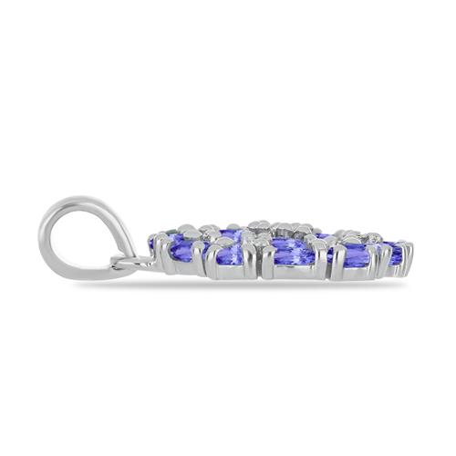 BUY 925 SILVER NATURAL TANZANITE WITH WHITE ZIRCON PENDANT
